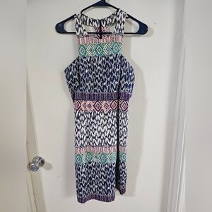 Plenty by Tracy Reese Blue and Pink Halter Sheath Dress
